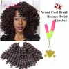 8 '' Jumpy Wand Curls Crochet Tressant Cheveux Janet Synthétique Crochet Synthétique Cheveux Tresses Jamaican Bounce Twit Twit Tway Extensions de cheveux Noir Femmes