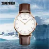 SKMEI Mens Simple Fashion Watch Leather Quartz-Watches Relogio Masculino Classic Watches Male Clock Ultra-thin Wristwatch 1181267u