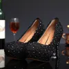 2016 Zapatos de boda de encaje con tacones altos 14 cm 12 cm 10 cm Cristales Perlas Zapatos de fiesta nupcial Zapatos de noche de envío rápido