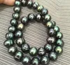 Groothandel 10-11mm Baroque South Seas Black Green Pearl Necklace 18 inch 14k Gold Clasp