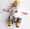 Niedliche Karikatur kleines Monster Baby Mädchen Jungen Outfits Sommer Sets Junge Baumwolle Tops T Shirts + Pluderhosen 2pcs Kleidung Anzüge 11902