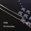 Wholesale Fashion Box Chain 18K Gold Plated Chains Pure 925 Silver Necklace long Chains Jewelry for Children Boy Girls Womens Mens 1mm 16/18/20/22/24inch