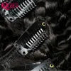 Clip diritte crespi nelle estensioni dei capelli umani brasiliani 120g 8 pezzi / set Clip Yaki grossolane 100% capelli umani vergini brasiliani