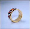 Khaki Stripe Series 18K gold-plated enamel rings Top quality ring for women band jewelry as gift