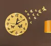 Reloj de pared con espejo de mariposa, pegatinas de pared con espejo para el hogar con personalidad creativa, reloj de bolsillo con perspectiva de espejo acrílico