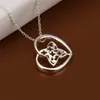 Digital heart shape 925 silver Necklace(with chain) 10 pieces a lot mixed style,cheap women's gemstone sterling silver Pendant Necklace EMP7