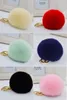 Fashio Rabbit Fur Balls Pompom Mobiltelefon Bil Keychain Pendant Handväska Charm Key Ring Plysch Key Chain Bag Pendant Keychain 8cm Väska Tillbehör