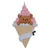 Maxora Bear Ice Cream Harts Handcraft Baby 1st Christmas Ornaments Personliga gåvor Välgörenhet Födelsedagskaka för festdekoration