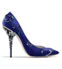 Metal ornamentado Filigrana folha decoração Mulheres Bombas Multi-Cores Elegent Mulheres Sapatos Stiletto de salto alto Sapatos De Casamento De Noiva de Verão