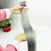 120g Cinza cinza Clipe reto em cabelos reais Extensões naturais Extensão de cabelo Cabeça cheia clipe brasileiro sobre extensão do cabelo