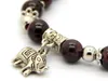 Fine Jewelry Wholesale 10pcs/lot Natural Onyx Garnet Semi-Precious Stone Beads Elephant Lucky Charm Bracelets Girl's Gift