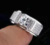 Size 8-13 Wholesale Brand New Fashion Men Jewelry 10kt White gold Filled Topaz Simulated Diamond Gemstone Wedding Band Rings for couple Gift