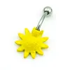 Mix Order Belly Button Rings 316L Stainless Steel 2 Color Plastics Sunflower Navel Rings Hypoallergenic Piercing Jewelry