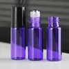 New Popular 5ML Colorful Glass Roll On Bottles for Essential Oil Perfume with Stainless Steel Roller And Black Cap 1620Pcs 5 Colors Free-DHL