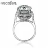 Vecalon 2016 Brand Design Female Crown ring 5ct Simulated diamond Cz 925 Sterling Silver Engagement wedding Band ring for women