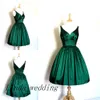 Free Shipping Real Sample Picture Emerald Green Prom Dress New Arrival V Neck Short Girl Evening Homecoming Gown