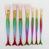 Most popular 7pcs 3D Mermaid Makeup Brushes Foundation outline High light Brushes A variety of mixed together