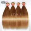 Tisse 4 Bundles Brésiliens Péruviens Malaisiens Indiens Vierges Cheveux Raides Couleur # 27 Blond Miel Cheveux Humains Brésiliens Tisse Remy Cheveux Ex