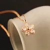 Big Cubic Zirconia Flower Pendant Necklace Women Choker Necklace for Wedding Party Fashion Jewelry Costume Korean Accessories281I