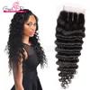 100% Malezya Derin Dalga Üst Frontal Kapatma Ücretsiz Bölüm 4 * 4 Hairpieces Virgin İnsan Saç Doğal Renk Boyat Edilebilir Ayrıca Toptan Çok Popüler