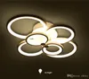 Dimmable led ceiling lights 4/6/8 rings Modern stainless steel Acrylic ceiling chandeliers lighting fixture AC85-265V