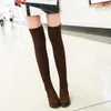 2017 neue über knie stiefel weibliche flache stretch wolle pullover socken stiefel frauen herbst winter lange reifen student schuhe College stil