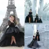 2016 Popular Black Pageant Dresses For Girls Jewel Long Sleeve Flower Girl Dresses For Toddlers Teens Kids Wear Party Communion Dresses