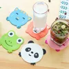 Tapete de copo de isolamento dos desenhos animados Creative Animal Silicone Conjuntos antiderrapantes Anti-Hot mesa adiabatic decoração tapetes de copo 5 desenhos Panda porco urso gato sapo