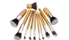 11 stks Bamboe Make-up Borstel Set Professionele Gezicht Cosmetische Borstels Gereedschap Schoonheidsborstels voor Dames Make Up Foundation