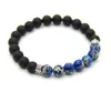 New Men and Women's Bracelet, 8mm High-grade Matte Agate with Classic Blue Sea Sediment Stone and Tiger Eye Stone Beads