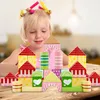 30pcs / set 나무 빌딩 블록 벽돌 다채로운 도시 교육 Montessori Toys