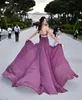 Kendall Jenner 2 stuk Prom Jurken Red Carpet Celebrity Jurken Oscar Purple Avond Feestjurken Maxi Jurk Vestido de Festa Longo Criss