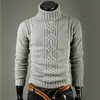 Wholesale-X341 Mens Sweaters and Pullovers Knitted Sweater Men Turtleneck Solid Long Sleeve Brand Man Sweaters