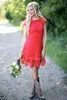 Bridesmaid Dresses New Cheap Country Short For Weddings Jewel Neck Red Full Lace A Line Plus Size Backless Formal Maid of Honor Gowns