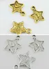 300 Pcs Banhado A Prata de Ouro Estrela Lua Encantos Pingente Para Fazer Jóias Pulseira 15x11mm