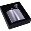 은색 스테인레스 스틸 6 온스 진보적 인 플라스크 검정색 선물 상자 포장, 내부 거품