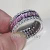 Vecalon femmes mode bijoux bague diamant simulé saphir rose Cz 925 argent Sterling femme fiançailles bague de mariage