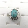 Brand New Vintage Turquoise Stone Rings Mixed Design Adjustable Antique Tibetan Silver Rings Free Shipping 50pcs Wholesale