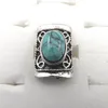 Brand New Vintage Turquoise Stone Rings Mixed Design Adjustable Antique Tibetan Silver Rings Free Shipping 50pcs Wholesale