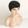 Kanten voorkant menselijk haar pruiken Nieuwe collectie Goedkope Pixie Cut korte lijmloze pruik met pony voor Afro-Amerikanen Braziliaans haar wig2520384