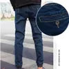 Atacado 2016 Denim Jeans Men Cuffed Calças Perna Adolescentes Cintura Elástica Cordão Nona Calças Meninos Hip Hop Harem Pants 27-34