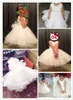 Noble blanc en mousseline de soie baptême robe de baptême nouveau-né bébé filles grand arc princesse Tutu robes d'anniversaire pour wedding257S