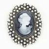 Ny ankomst !! Vintage Style Sparkle Rhinestone Crystal Studded Cameo Victoria Queen Head Brosch / Retro Cameo Maiden Woemn Brosch Pins B746