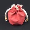 Ładny okrągły dolny sznurek wiadro torba wysokiej jakości zwykły bawełna lniana tkaniny worek małe torby do pakowania na prezent torba do przechowywania biżuterii 10 sztuk /