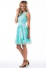 Aqua New Short Lace Bridesmaid Dresses Country Style Summer Beach Wedding Party Reception Gästklänningar med Sash Maid of Honor Go2435617