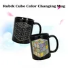 Creative Ceramic Rubik Cube Magic Morning Mok Koffie Thee Melk hete Koude Heat Sensitive Color-veranderende Mok Cup Gift Doos Verpakking