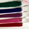 卸売人毛テープヘアエクステンションカラーインディアンレミーヘア製品ピンク、レッド、ブルー、パープル送料無料