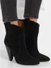 2017 new arrival mulheres ankle boots botas de salto ponto dedo do pé camurça botas de couro estilo romano mujer botas sapatos de festa senhoras outono sapatos