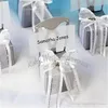 Free Shipping 12pcs Wedding Faovrs Miniature Silver Chair Favor Box with Heart Charm Ribbon&Paper card Cheap Party Favors