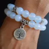 SN0644 Tree of Life Jewelry Yoga Bracelet Mala Bracelet Opalite Meditation Bracelet Stacking Bracelet Birthday Gift For Her